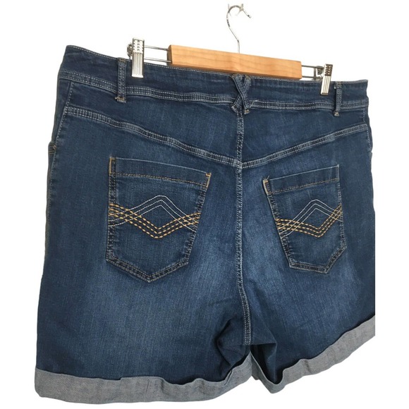 Lane Bryant High Rise Rolled Cuffed Boyfriend Stretch Denim Jean Shorts Blue 28 - Picture 6 of 11